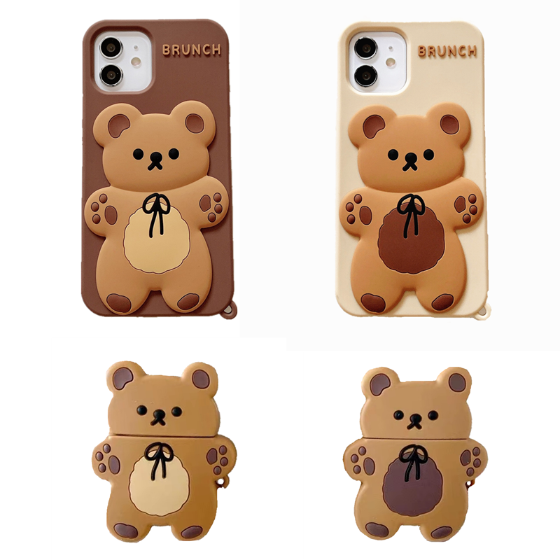 Silicone Teddy Bear Case Cover For Apple Airpods Pro iPhone