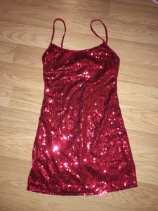 red sequin mini dress