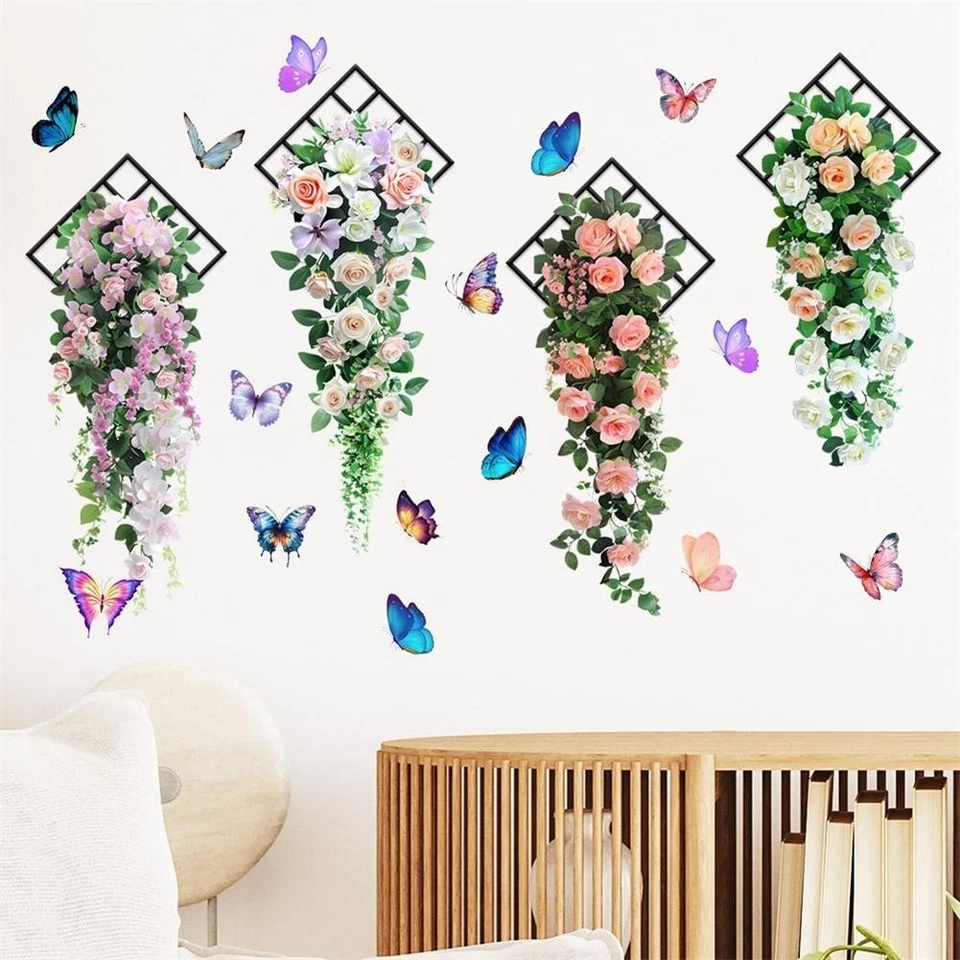 Stickers Muraux Fleurs 3D Décoration Murale Esthétique DIY Stickers Décoratif - Photo 4/4