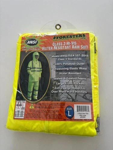 Forester Hi Vis Rain Suit Class 3 Size L 2 Piece Waterproof Workwear ANSI - product listing photo