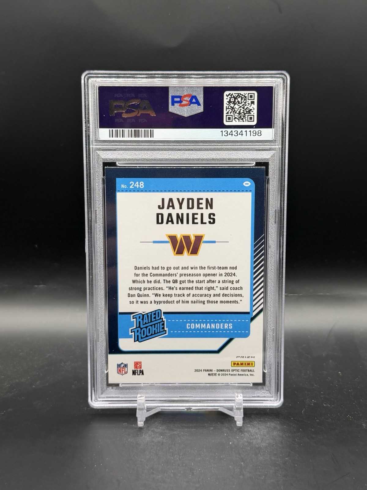 2024 Donruss Optic Jayden Daniels Blue Hyper 248 PSA 10 GEM MINT RC RATED ROOKIE view 4