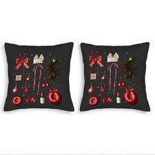 Festive Christmas Throw Pillow Covers 18x18in Set of 2 - Cheerful Holiday Design