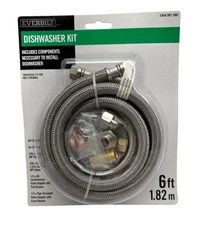 Everbilt 6 ft. Dishwasher Installation Kit w/Braided Adapters 1004061080 New