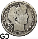 1892-O Barber Half Dollar, Low Mintage Key Date New Orleans Issue