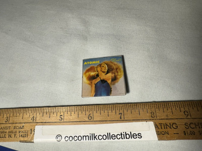 Vintage 1980s Pin Back Button Square Type Blondie Atomic Rock & Roll