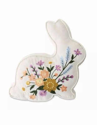 Floral Bunny Decorative Pillow Set of 2  Multicolor, 14'' x 14''.