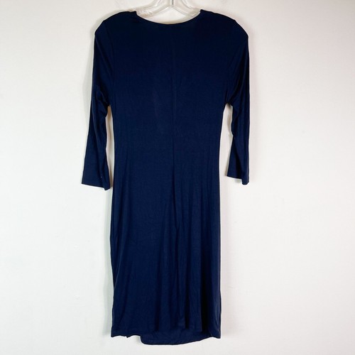 Abito donna Karen Kane nuovo senza etichette blu navy manica tre quarti increspato taglia S - Foto 5 di 7