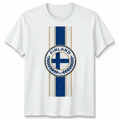 Unisex Finnland Retro Streifen Stil Fußball Tshirt Finnisch Euro Versand