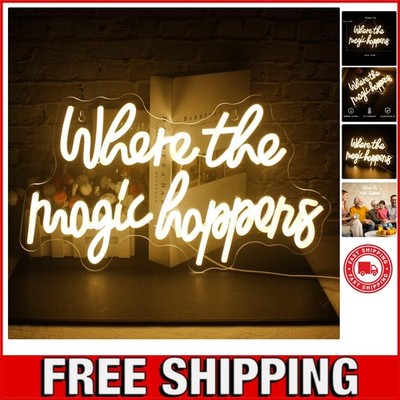 Illuminated 'Magic Happens' Neon Wall Sign - Easy to Hang, Romantic Home Accent