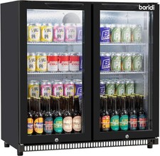 Baridi Back Bar Drinks Fridge/Cooler with Double Glazed Glass Hinged Door & lock