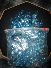 Aqua Blue Translucent Glass Gems Pebbles Vase Fill / Mosaic 2 lb