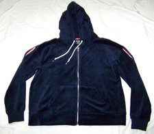 Tommy Hilfiger Sport Velour Zip Front Hoodie - M - Dark Navy