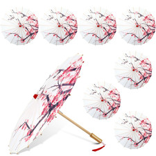 Dunzy 8PC Oil Paper Umbrella Chinese Japanese Plum Blossom Parasol Decor 22"