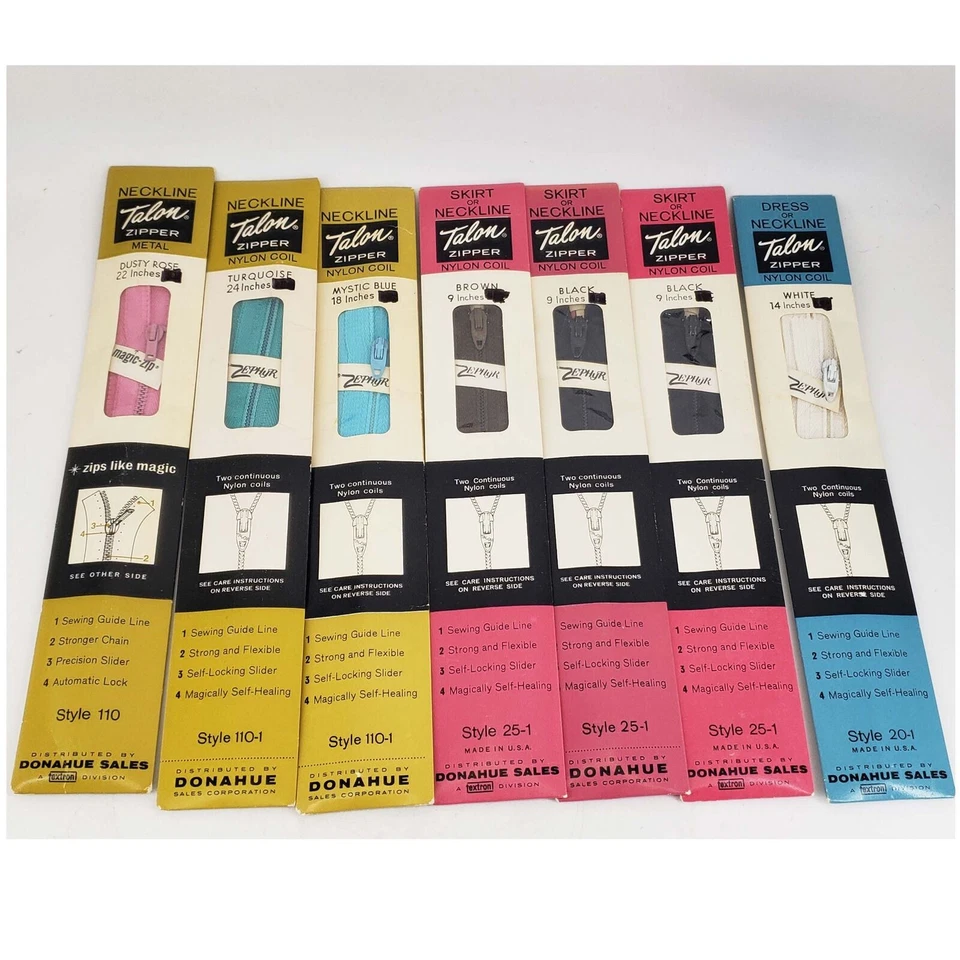 Lot of Vintage Talon Colorful 23 16-24" Mixed Lot Metal coil polyester - Image 2 of 4