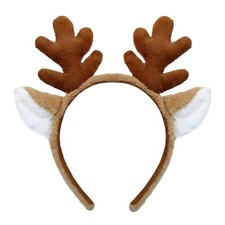 Reindeer Antlers Headband - Animal Ears Headbands Fluffy Realistic Brown 3