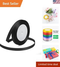 3/8 Inches x 25 Yards Black Satin Ribbon Solid Fabric Ribbons for Crafts, Wed...