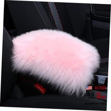 Furry Armrest Cover Auto Center Console Cover Car Soft Console Pad, Light Pink