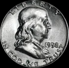1958 Franklin Silver Half Dollar UNC Rare Type 2 - Multiple coins ship free! 030