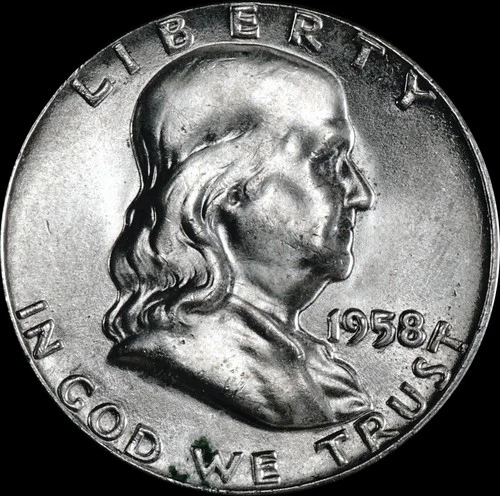 1958 Franklin Silver Half Dollar UNC Rare Type 2 - Multiple coins ship free! 030