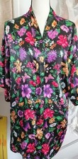 Victoria's Secret Kimono Robe Womens S/M Pockets Silky Satin Floral Butterfly