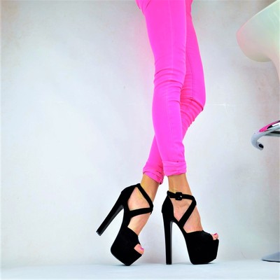 PARTY SANDALETTEN DAMENSCHUHE DESIGNER HIGH HEELS EXTREM PLATEAU TOP PUMPS