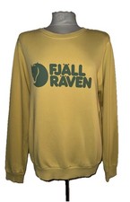FJÄLL RABE GELB GRÜN LOGO RUNDHALSAUSSCHNITT BAUMWOLLE KLASSISCHER PULLOVER GRÖSSE M