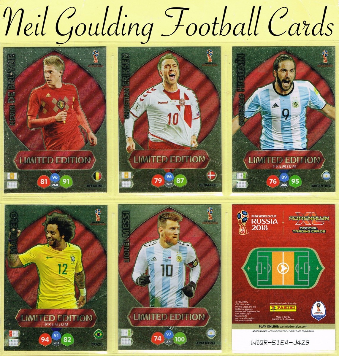Panini Adrenalyn XL  WORLD CUP RUSSIA 2018 - LIMITED EDITION  Football  Cards