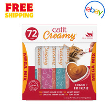 Catit Creamy Lickable Cat Treats Mega Mix 72-Count  Tasty Hydrating Snacks