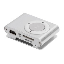 MP3 Player, Portable Digital Music Media Player Mini MP3 Back-Clip Silver