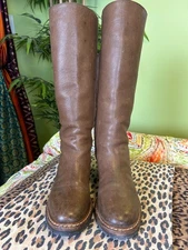 MAISON MARTIN MARGIELA BROWN LEATHER LUG SOLE KNEE BOOTS , EUC, EU 38, US 7.5/8