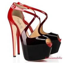 Womens Stiletto Heels Sandals Peep Toe Platform Shoes Gradient Pumps Party 16cm