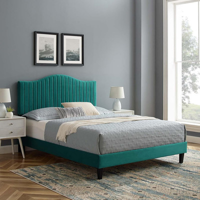 Teal Juniper Tufted Velvet Full Platform Bed - MOD-6747-TEA