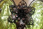 New PLANT POT Hugger GLASS & METAL Cherub or ANGEL WINGS w/Flower DECOR Hanger — photo 7