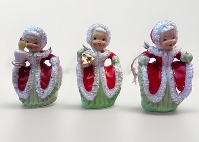 Vintage Lefton Christmas Trio of Angel Bells Spaghetti  Trim Set Of 3 
