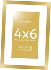 4x6 Picture Frame Gold, High End Metal 4 x 6 Gold Frames with Mat 3 x 5 for