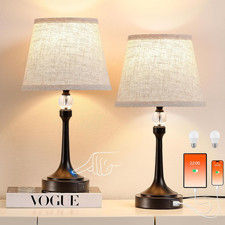Dimmable Touch Table Lamps Set of 2 with USB Ports - Black Bedside Lighting