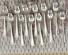 12 FOURCHETTES A HUITRES EN METAL ARGENTE  CHRISTOFLE BOREAL ART DECO LUC LANEL