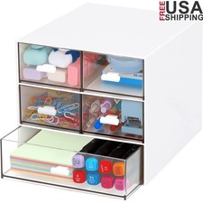 5 Drawer Plastic Desktop Organizer Storage Box Office Stationery Makeup New