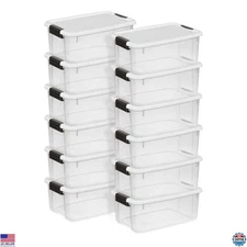 Sterilite 12-Pack Ultra Latching Box, Storage Bins with Lids, Clear Plastic, 18
