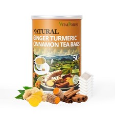 Turmeric Ginger Cinnamon Tea Bags - Herbal Blend for Digestion, Caffeine-Free