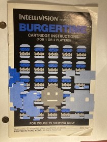 BurgerTime (Intellivision, 1983) cartridge overlays and manual only