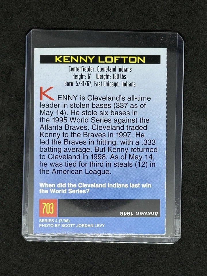 KENNY LOFTON RARE Cleveland Indians 1998 MLB Sports Illustrated for Kids SI NM+ - Image 2 of 2