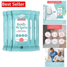 Aloe Vera Enriched Shower Wipes   5 Packs of XL Disposable Bath Wipes for Adults