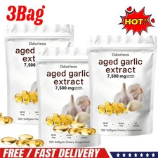 3X 300Pcs Aged Garlic Extract Softgels,Odorless | Heart & ImmuneSupport,7500Mg