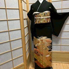 6778 Japanese Tomesode Kimono Vintage Womens Silk Fabric Robe Kimono only sold
