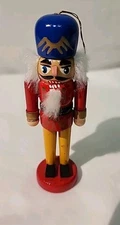 Vtg Wooden Solider Nutcracker Christmas Orniment
