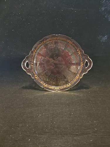 VTG Pink Jeanette Cherry Blossom 2 Handled Cake Plate