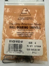 SAMPO Ball Bearing Swivels Size4, Qty2, Black Coastlock Snap.