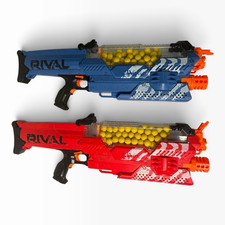 Lot of 2 Nerf Rival Nemesis MXVII-10K Motorized Blasters Red Blue Tested w/Ammo