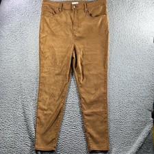 Good American Good Waist Faux Suede Skinny Pants Tobacco Brown Sz 18 Plus 38x28